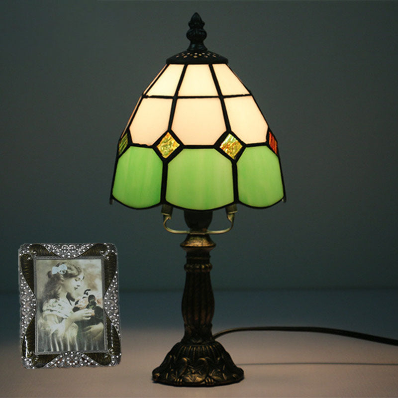 Variant image for Elegant Tiffany Stained Glass Table Lamp – Colorful Resin Nightstand Bedside Lamp-10