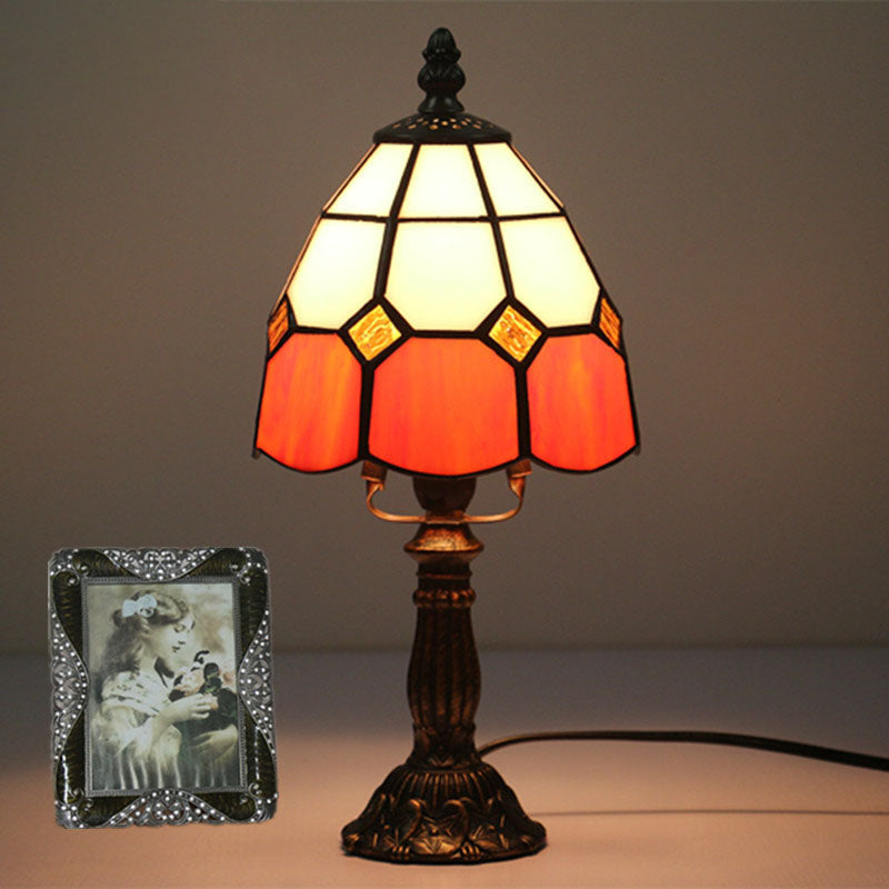 Variant image for Elegant Tiffany Stained Glass Table Lamp – Colorful Resin Nightstand Bedside Lamp-11