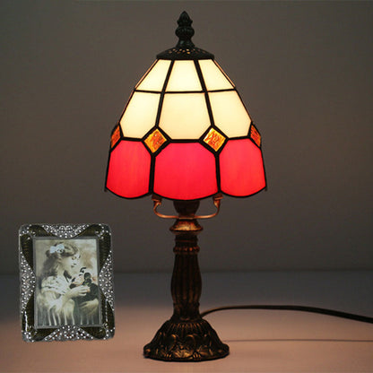 Variant image for Elegant Tiffany Stained Glass Table Lamp – Colorful Resin Nightstand Bedside Lamp-13