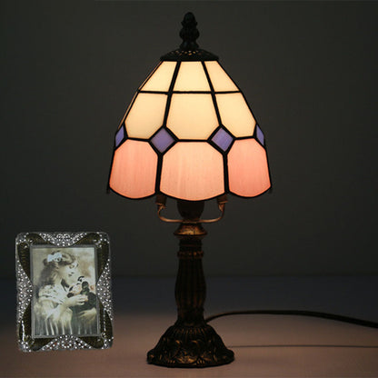 Variant image for Elegant Tiffany Stained Glass Table Lamp – Colorful Resin Nightstand Bedside Lamp-14