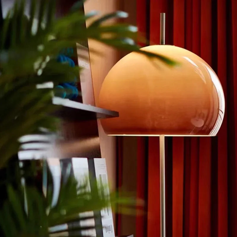 Bauhaus Retro Table and Floor Lamp with Dimmable Remote Control – Orange Stained Glass 5
