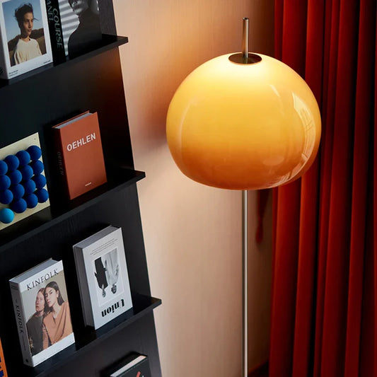 Bauhaus Retro Table and Floor Lamp with Dimmable Remote Control – Orange Stained Glass 4