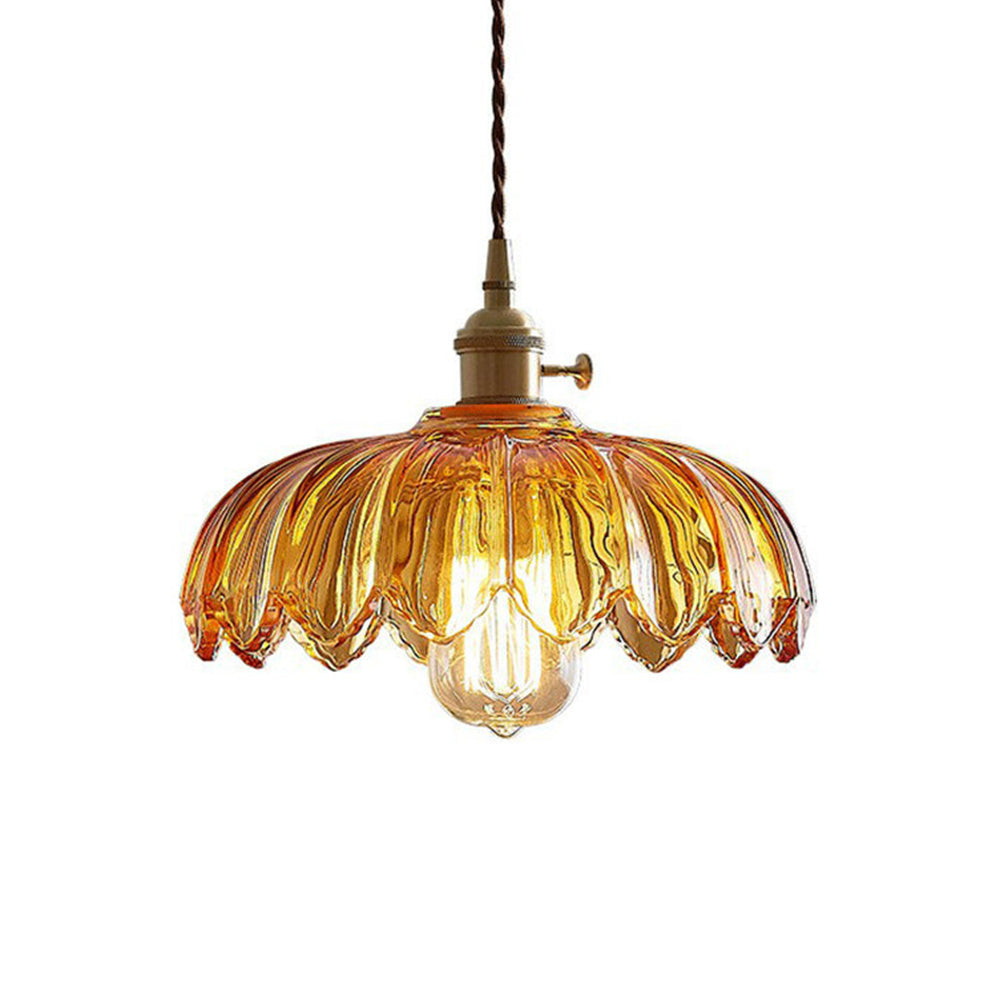 Vintage Floral Glass Pendant Lamp – Adjustable Kitchen Pendant Lighting, 10 in 1