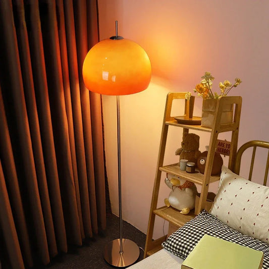 Bauhaus Retro Table and Floor Lamp with Dimmable Remote Control – Orange Stained Glass 3