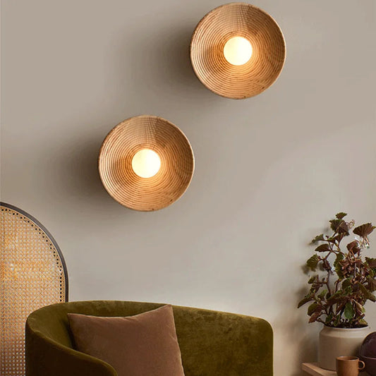 Sfarin | Wall Sconce Lighting – Handcrafted Natural Wood with Frosted Glass 3