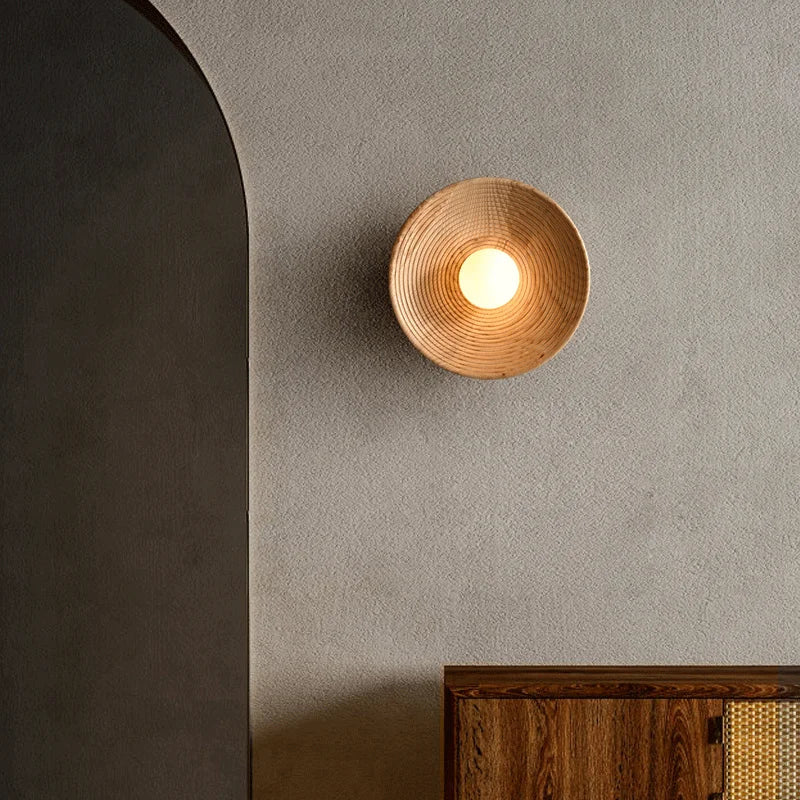 Sfarin | Wall Sconce Lighting – Handcrafted Natural Wood with Frosted Glass 4
