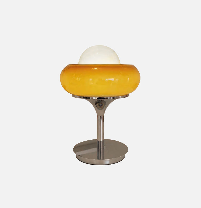 Variant image for Elegant Retro Floor and Table Lamp with Frosted Glass Shade – Red and Yellow LED Lights-3