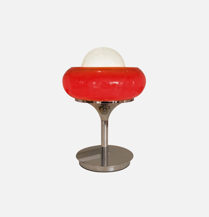 Variant image for Elegant Retro Floor and Table Lamp with Frosted Glass Shade – Red and Yellow LED Lights-4