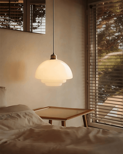 Timeless Glass Pendant Light with Brass Accent – Elegant Kitchen Hanging Light 1