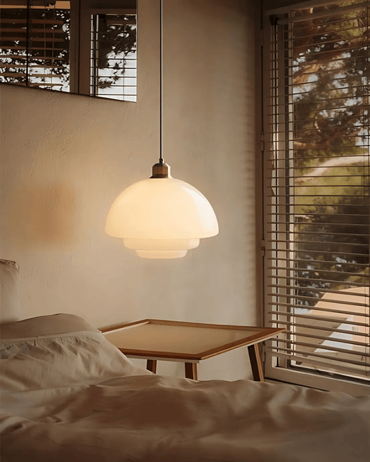 Timeless Glass Pendant Light with Brass Accent – Elegant Kitchen Hanging Light 1
