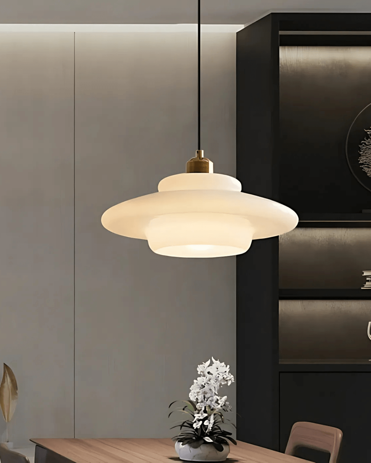Timeless Glass Pendant Light with Brass Accent – Elegant Kitchen Hanging Light 2