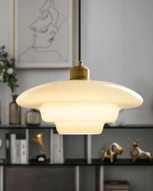 Timeless Glass Pendant Light with Brass Accent – Elegant Kitchen Hanging Light 3