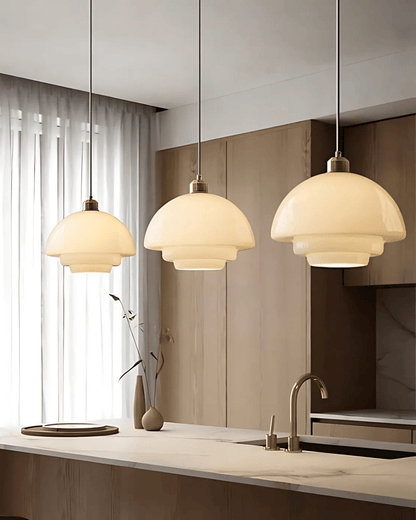 Timeless Glass Pendant Light with Brass Accent – Elegant Kitchen Hanging Light 4