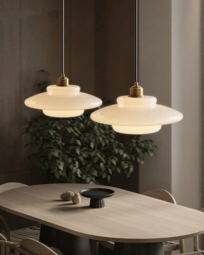 Timeless Glass Pendant Light with Brass Accent – Elegant Kitchen Hanging Light 6