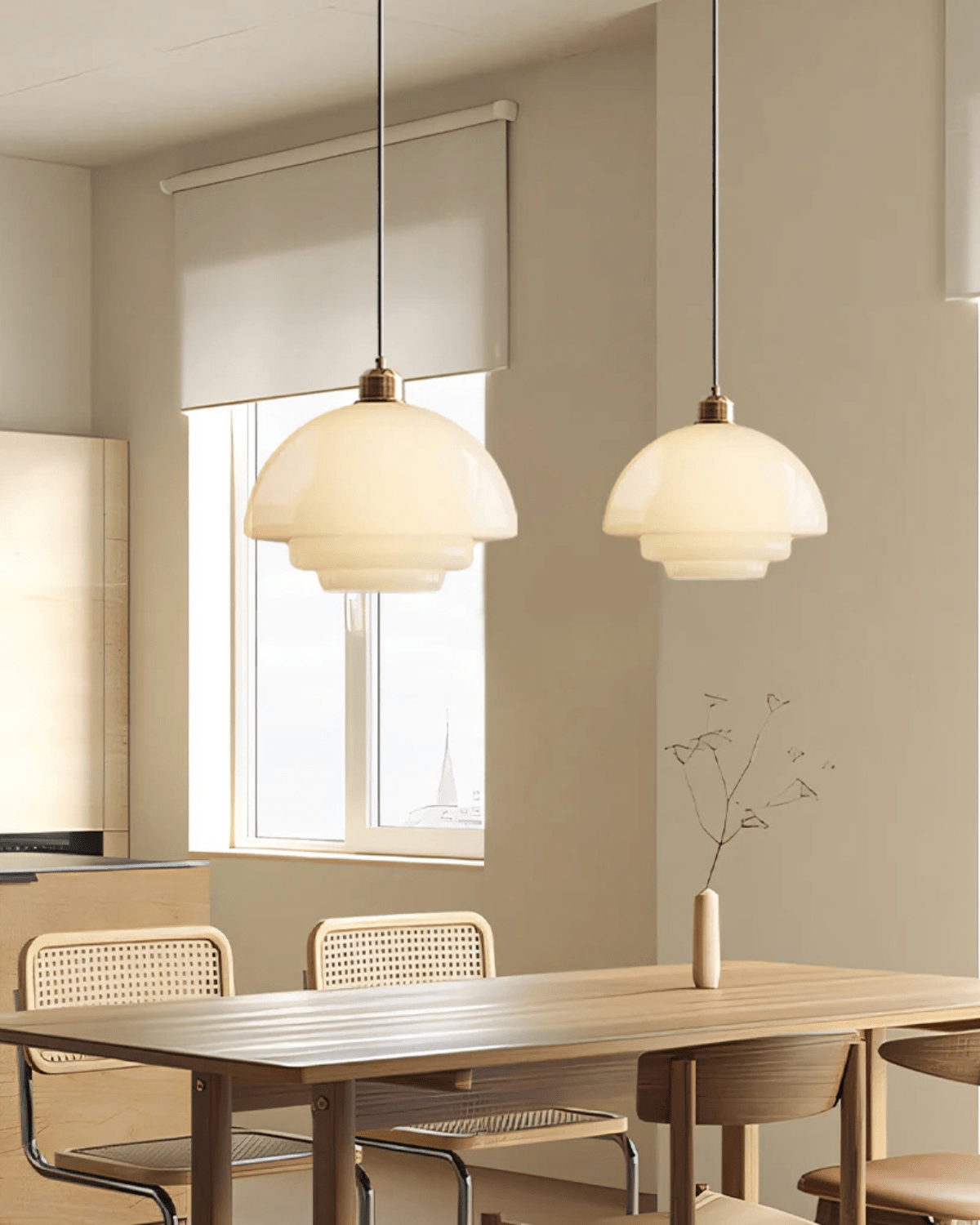 Timeless Glass Pendant Light with Brass Accent – Elegant Kitchen Hanging Light 7