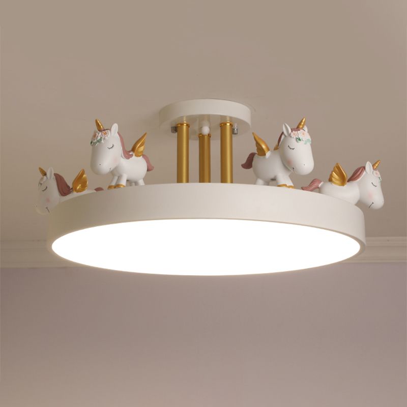 Unicorn Dream LED Ceiling Light Fixture – Enchanting Metal & Wood Design for Kids' Rooms 0