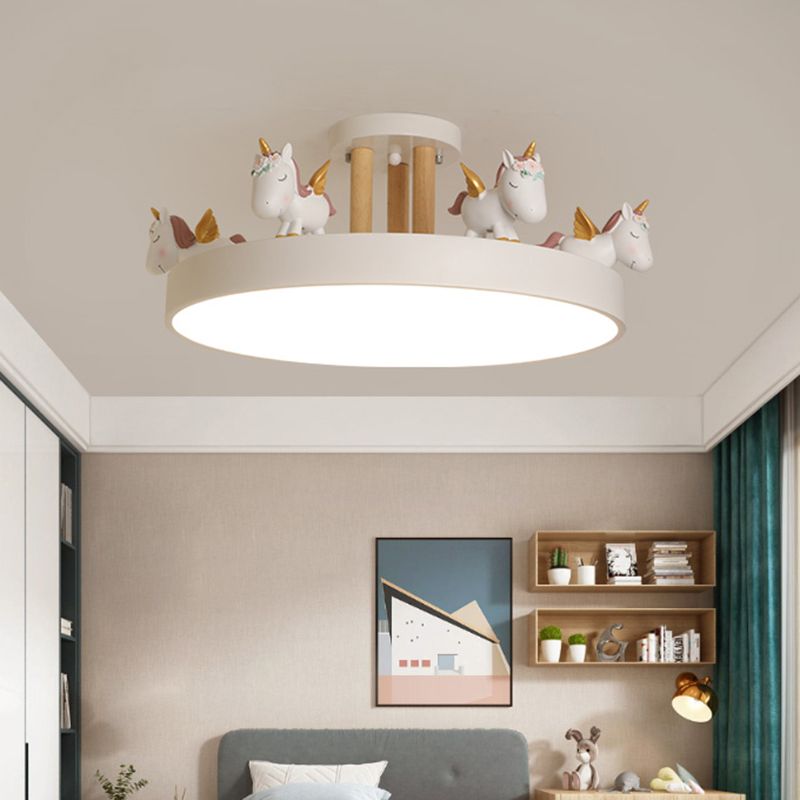 Unicorn Dream LED Ceiling Light Fixture – Enchanting Metal & Wood Design for Kids' Rooms 1