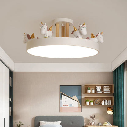 Unicorn Dream LED Ceiling Light Fixture – Enchanting Metal & Wood Design for Kids' Rooms 1
