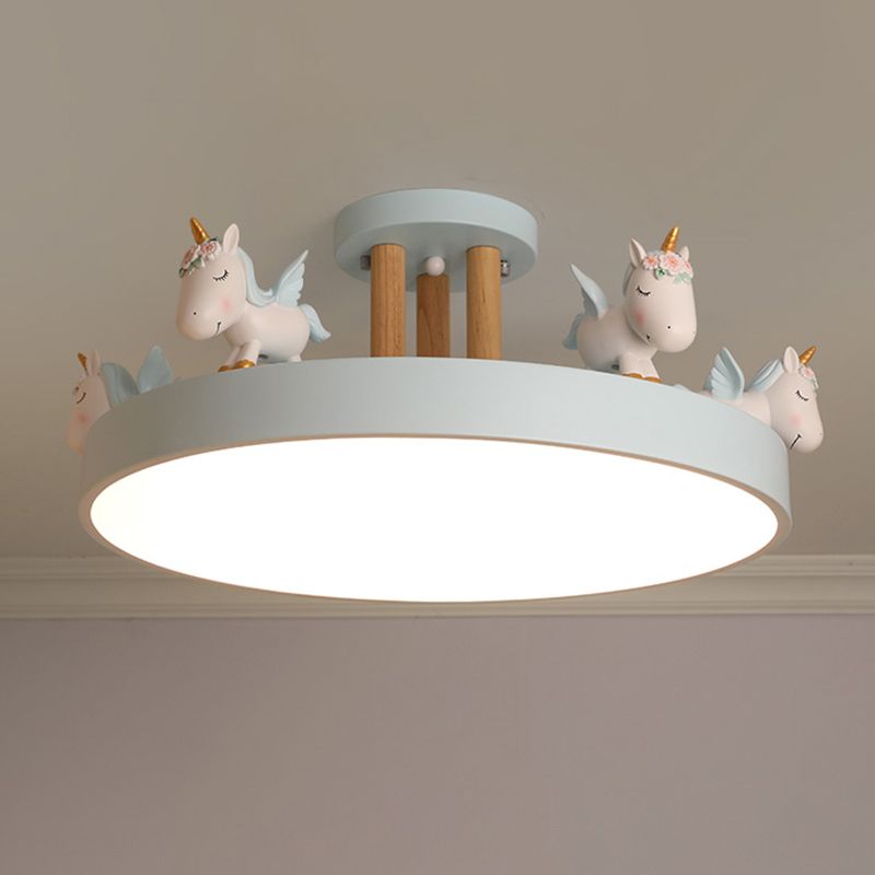 Unicorn Dream LED Ceiling Light Fixture – Enchanting Metal & Wood Design for Kids' Rooms 2