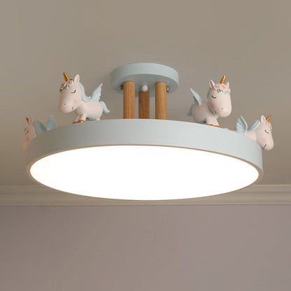Unicorn Dream LED Ceiling Light Fixture – Enchanting Metal & Wood Design for Kids' Rooms 2