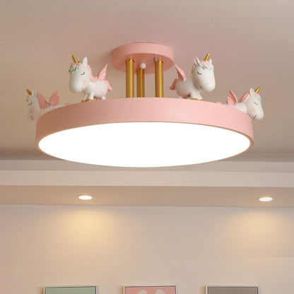 Unicorn Dream LED Ceiling Light Fixture – Enchanting Metal & Wood Design for Kids' Rooms 3