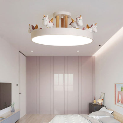 Unicorn Dream LED Ceiling Light Fixture – Enchanting Metal & Wood Design for Kids' Rooms 4