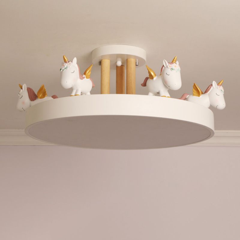 Unicorn Dream LED Ceiling Light Fixture – Enchanting Metal & Wood Design for Kids' Rooms 5