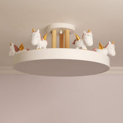 Unicorn Dream LED Ceiling Light Fixture – Enchanting Metal & Wood Design for Kids' Rooms 5