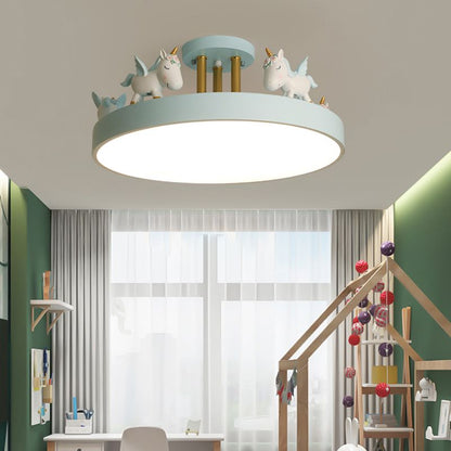 Unicorn Dream LED Ceiling Light Fixture – Enchanting Metal & Wood Design for Kids' Rooms 6