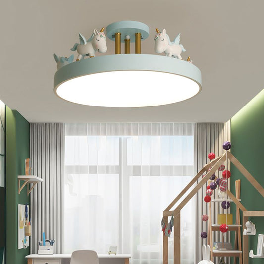 Unicorn Dream LED Ceiling Light Fixture – Enchanting Metal & Wood Design for Kids' Rooms 6