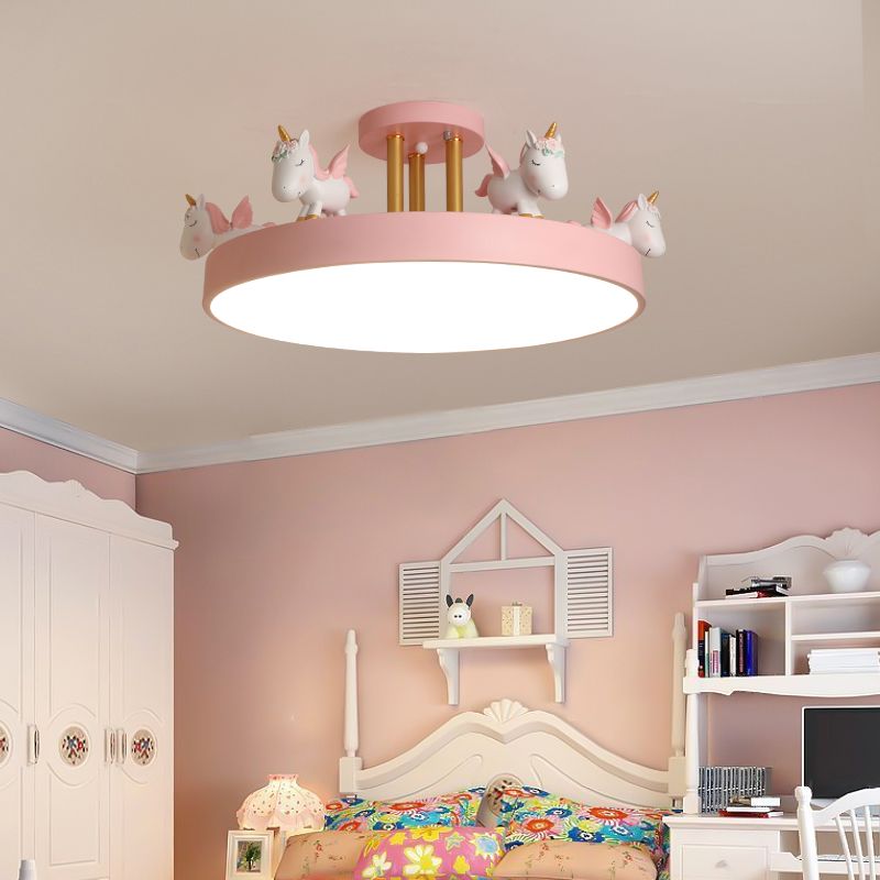 Unicorn Dream LED Ceiling Light Fixture – Enchanting Metal & Wood Design for Kids' Rooms 7