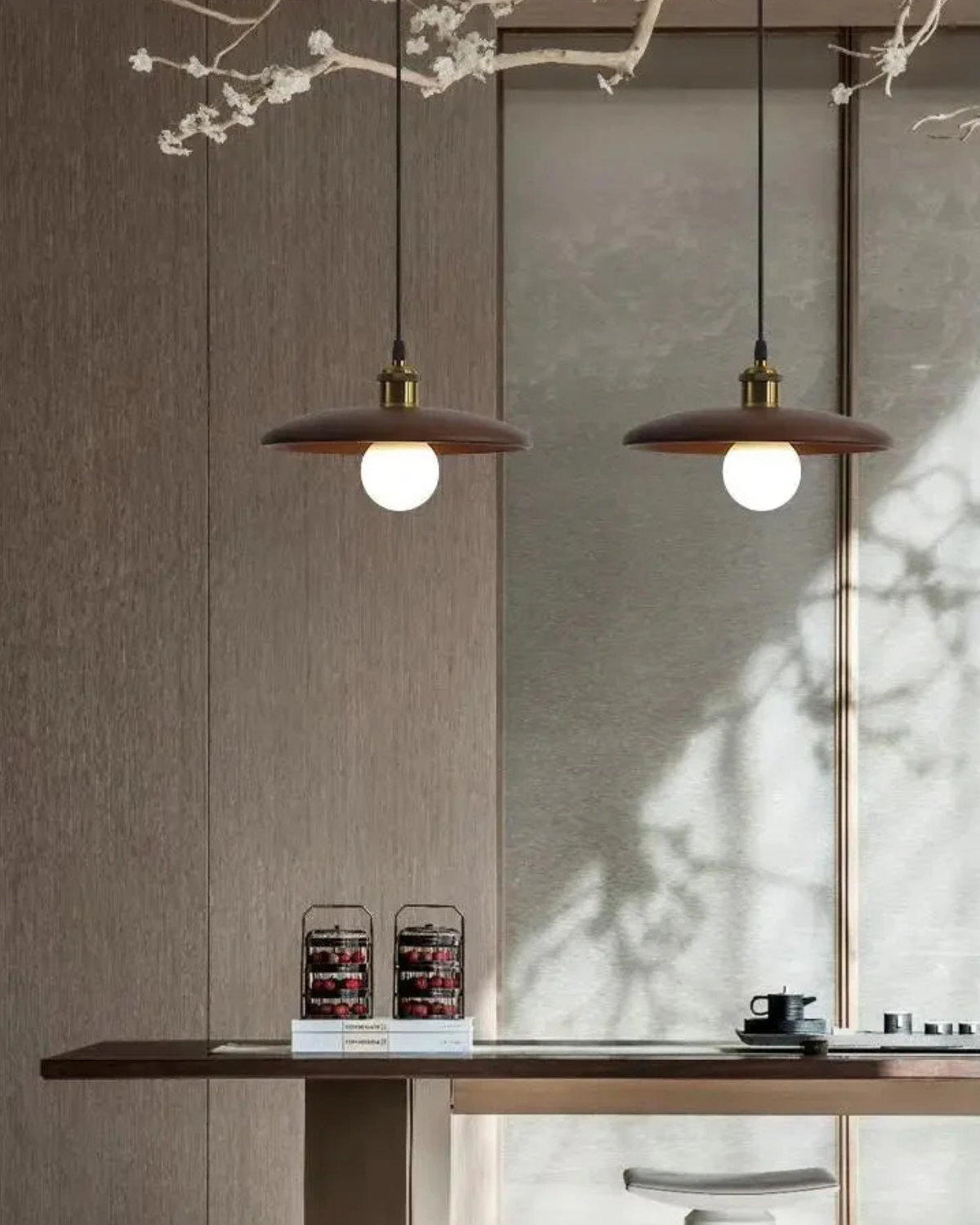 Minimalist Wood Halo Pendant Lamp – Warm 3000K Light for Kitchen and Dining 6
