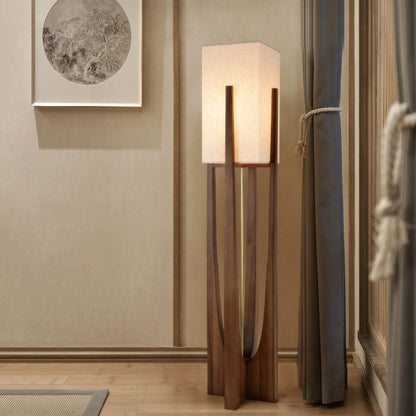 Wabiko | Modern Floor Lamp – Handcrafted Fabric Shade with Wooden Base 2