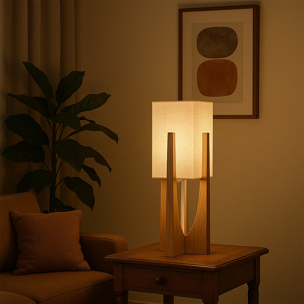 Wabiko | Modern Floor Lamp – Handcrafted Fabric Shade with Wooden Base 3