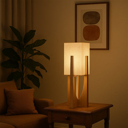 Wabiko | Modern Floor Lamp – Handcrafted Fabric Shade with Wooden Base 3