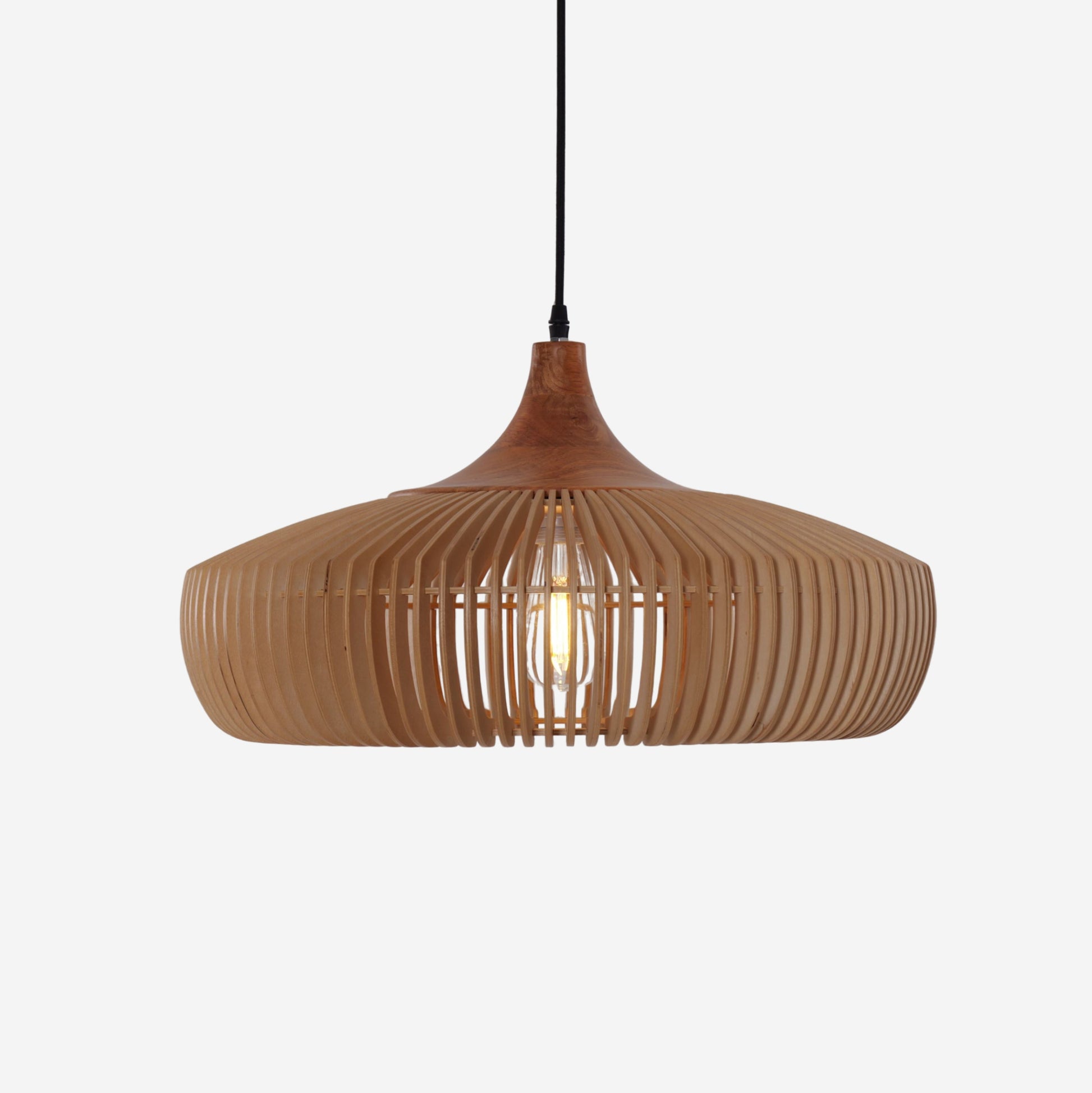 Wood Pendant Light Natural Adjustable Size M Eco-Friendly for Kitchen Island Lighting 1