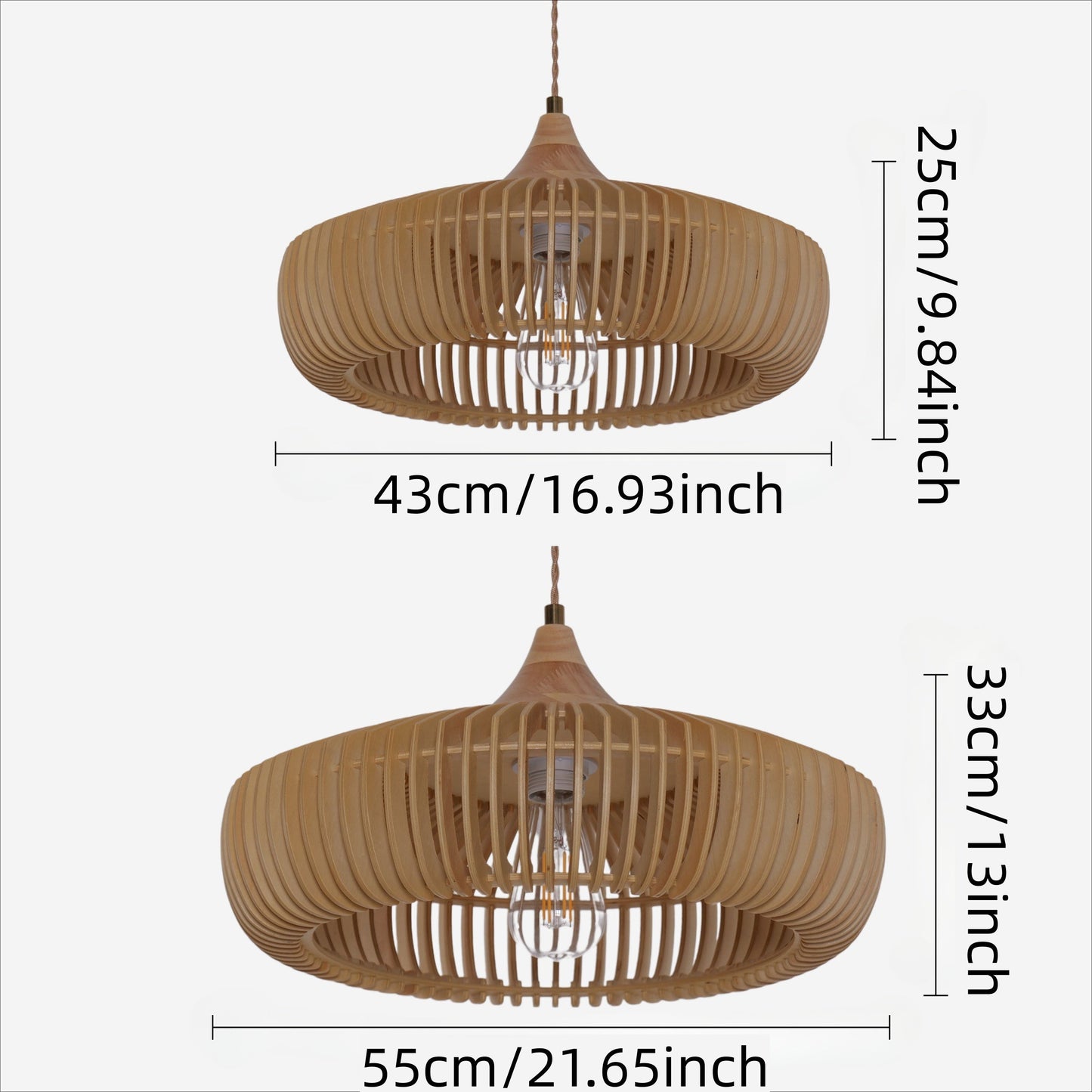 Wood Pendant Light Natural Adjustable Size M Eco-Friendly for Kitchen Island Lighting 2