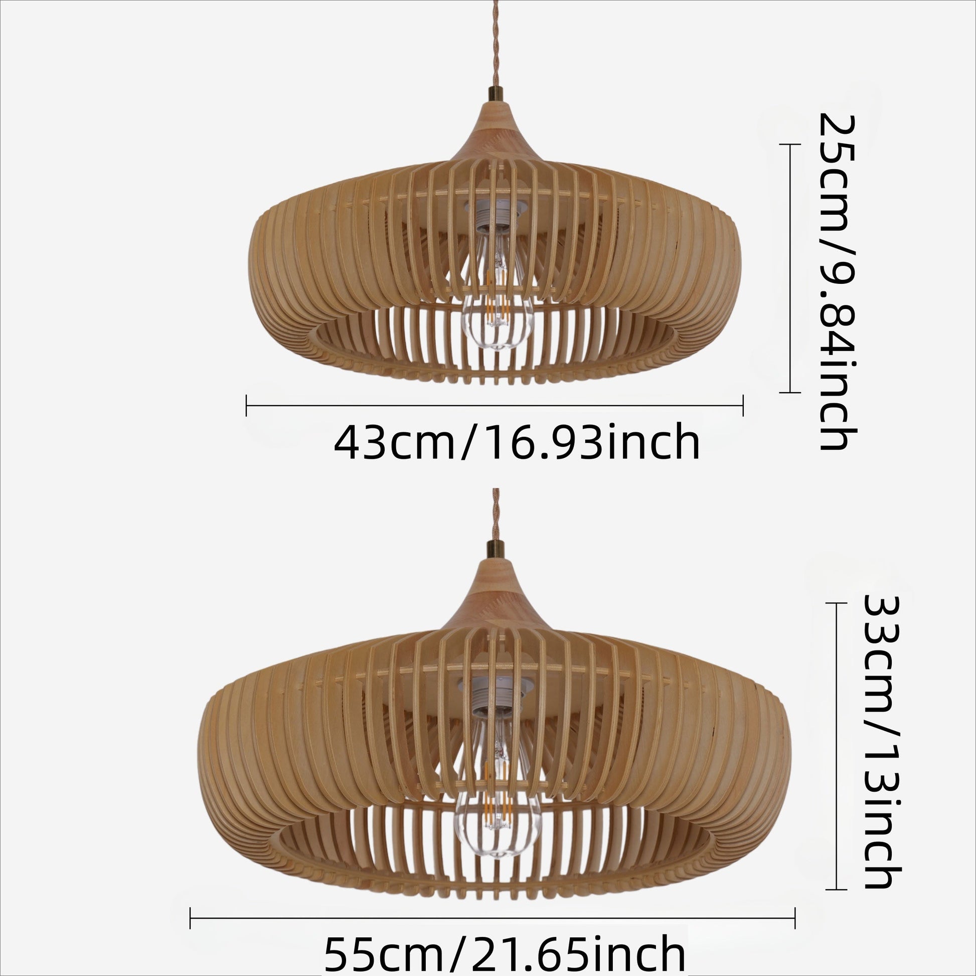 Wood Pendant Light Natural Adjustable Size M Eco-Friendly for Kitchen Island Lighting 2