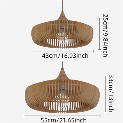 Wood Pendant Light Natural Adjustable Size M Eco-Friendly for Kitchen Island Lighting 2
