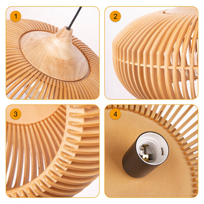 Wood Pendant Light Natural Adjustable Size M Eco-Friendly for Kitchen Island Lighting 3