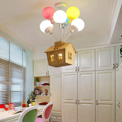 Wooden Balloon Design Kids Ceiling Light – Natural Wood and Acrylic, Soft Warm Glow 2