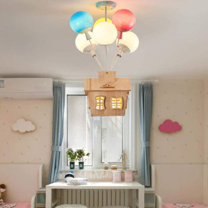 Wooden Balloon Design Kids Ceiling Light – Natural Wood and Acrylic, Soft Warm Glow 3
