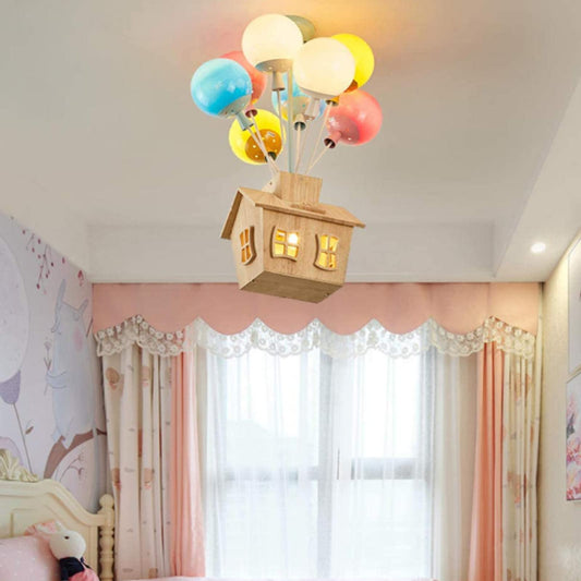 Wooden Balloon Design Kids Ceiling Light – Natural Wood and Acrylic, Soft Warm Glow 6