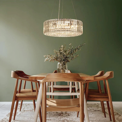 Modern Round Crystal Chandelier – Adjustable Drum Design with 6 Bulb Capacity 6