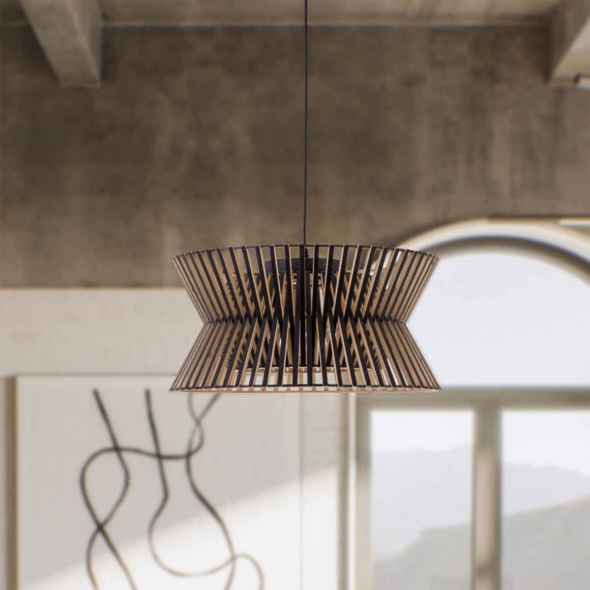 Zyphora | Pendant Light – Modern Wood Drum Design for Kitchen Pendant Lighting 4