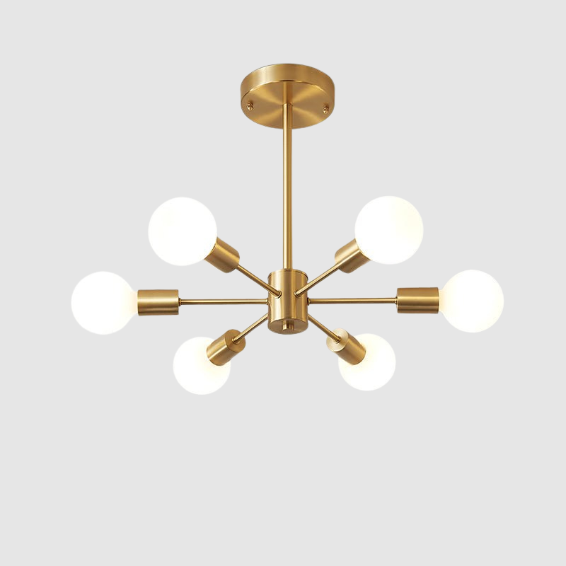 Modern 6-Light Sputnik Chandelier Lighting – Adjustable Brass Ceiling Fixture