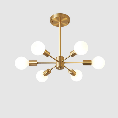 Modern 6-Light Sputnik Chandelier Lighting – Adjustable Brass Ceiling Fixture