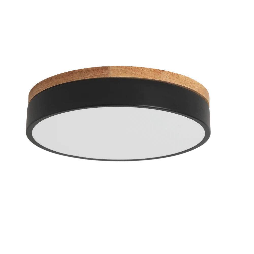 Nordic Flush Mount Ceiling Light with Wood Accents – Modern Minimalist Design