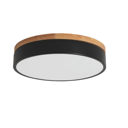 Nordic Flush Mount Ceiling Light with Wood Accents – Modern Minimalist Design