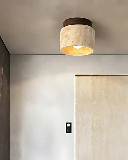 Natural Travertine Ceiling Lamp – Compact Design for Modern Interiors, Warm Lighting 3